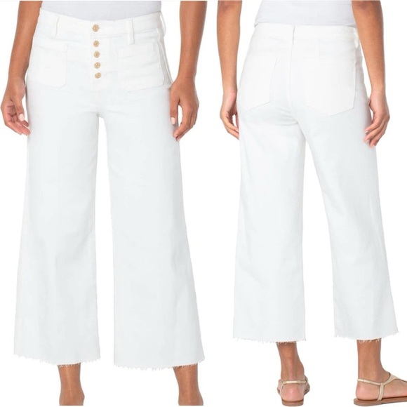 LIVERPOOL Stride High Rise Wide Leg Bone White Size 12 - Picture 1 of 16